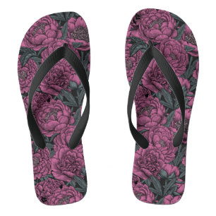 Purple peony flowers jandals