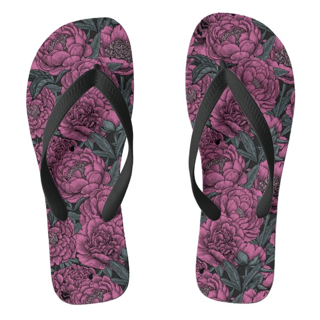 Purple peony flowers jandals (Footbed)