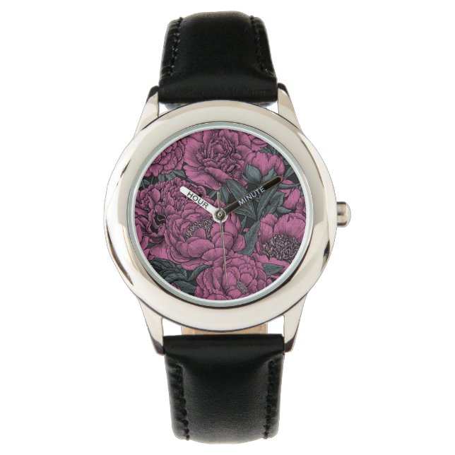 Purple peony flowers watch (Front)