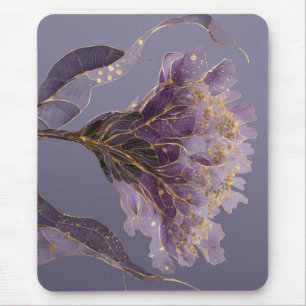 Purple Peony Inspired Floral Gold Accents Mouse Pad