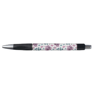 Purple peony watercolor floral Wedding Pen