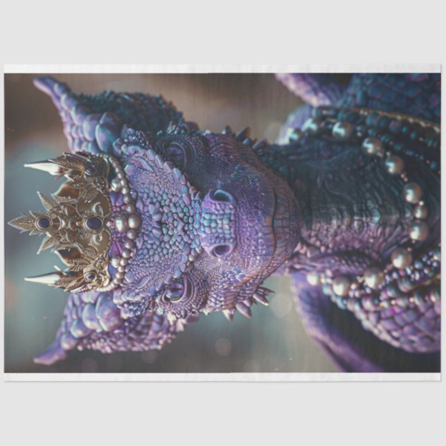 Purple People Eater Dragon Decoupage Tissue Paper (Front)