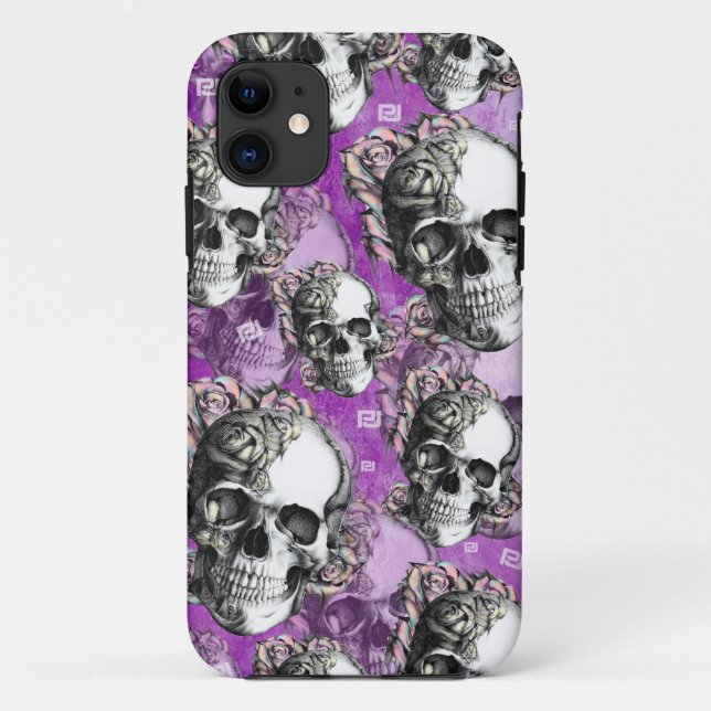 Purple people eater. Skull and roses I phone case. Case-Mate iPhone Case (Back)