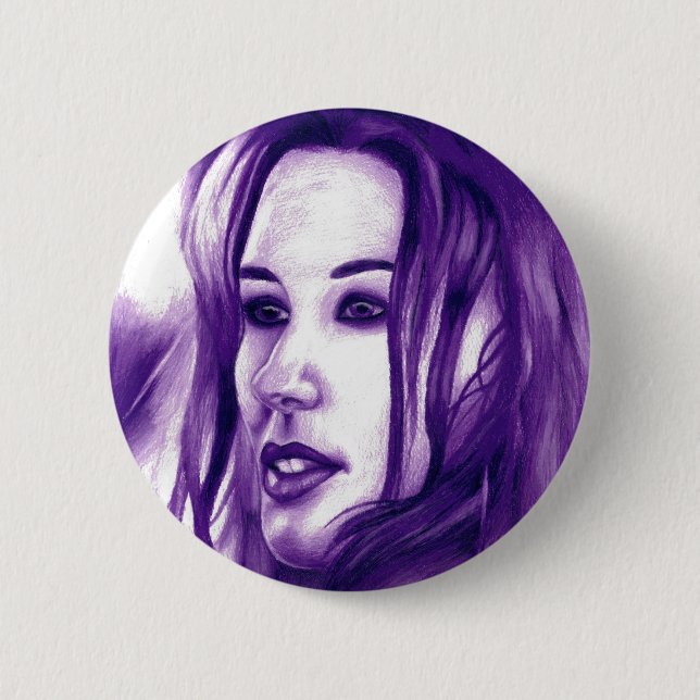 Purple People Woman Fashion Portrait Art 6 Cm Round Badge (Front)
