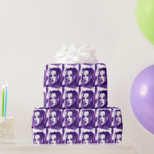 Purple People Woman Portrait Monochromatic Art Wrapping Paper