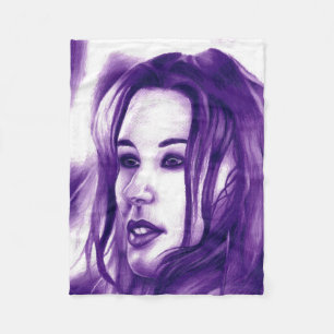 Purple People Woman Portrait Original Art Fleece Blanket