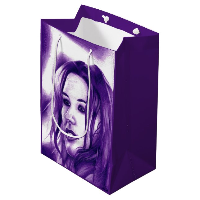 Purple People Woman Portrait Original Art Medium Gift Bag (Front Angled)