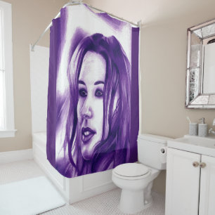 Purple People Woman Portrait Original Art Shower Curtain