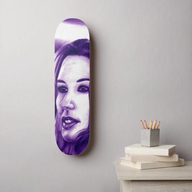 Purple People Woman Portrait Original Art Skateboard (Wall Art)