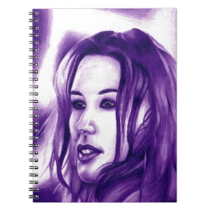 Purple People Woman Portrait Original Art Spiral Notebook