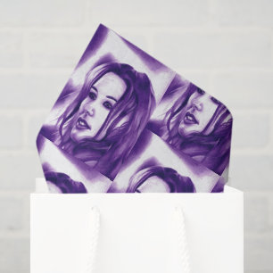 Purple People Woman Portrait Original Art Tissue Paper