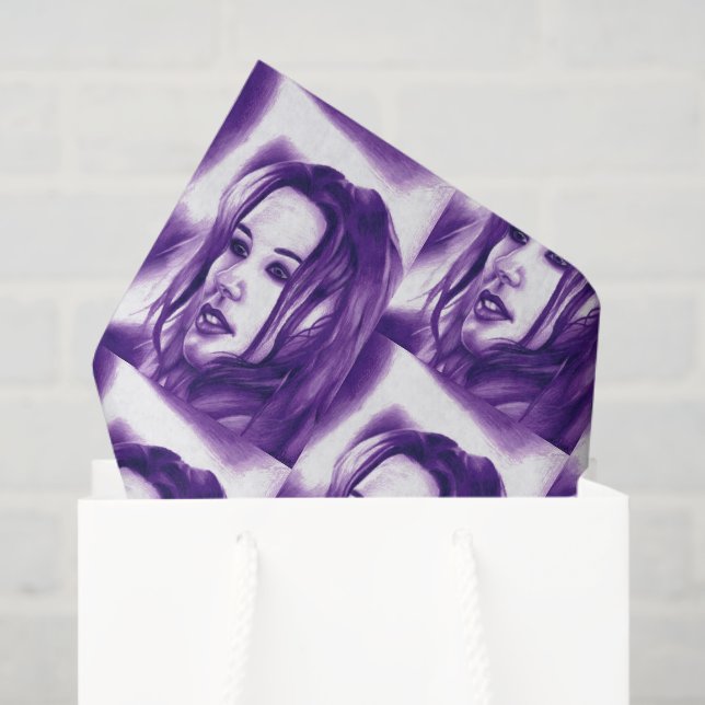 Purple People Woman Portrait Original Art Tissue Paper (Gift Bag)