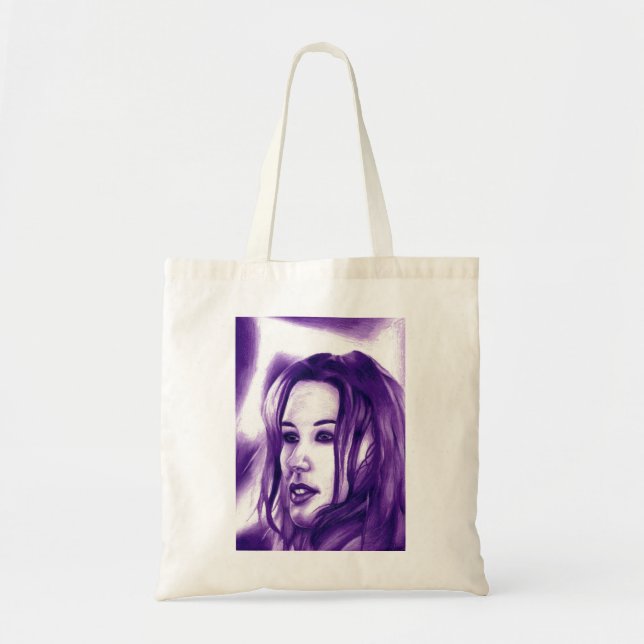 Purple People Woman Portrait Original Art Tote Bag (Front)