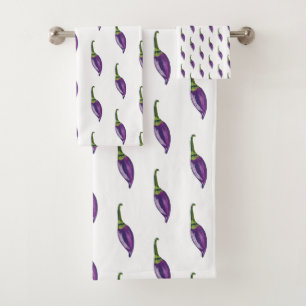 Purple Peppers Bath Towel Set