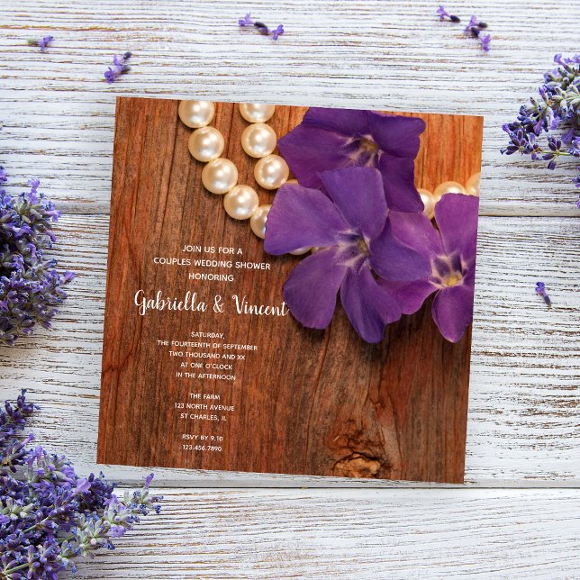 Purple Periwinkle Barn Wood Country Couples Shower Invitation (Creator Uploaded)