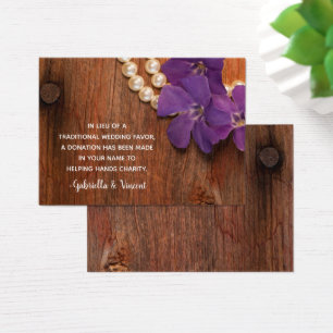 Purple Periwinkle Barn Wood Wedding Charity Favour