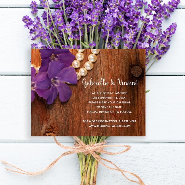 Purple Periwinkle Barn Wood Wedding Save the Date Magnetic Invitation (Creator Uploaded)