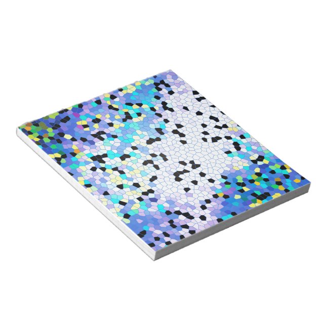 Purple Periwinkle Blue & Black Mosaic Notepad (Angled)