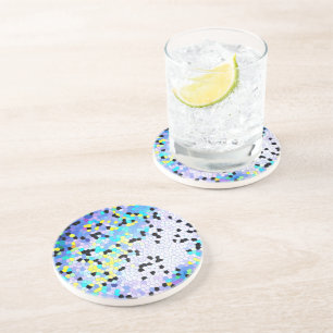 Purple Periwinkle Blue & Black Mosaic Pattern Coaster