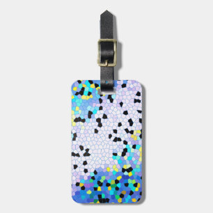 Purple Periwinkle Blue & Black Mosaic Pattern Luggage Tag
