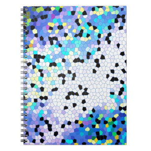 Purple Periwinkle Blue & Black Mosaic Pattern Spiral Notebook