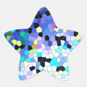 Purple Periwinkle Blue & Black Mosaic Pattern Star Sticker