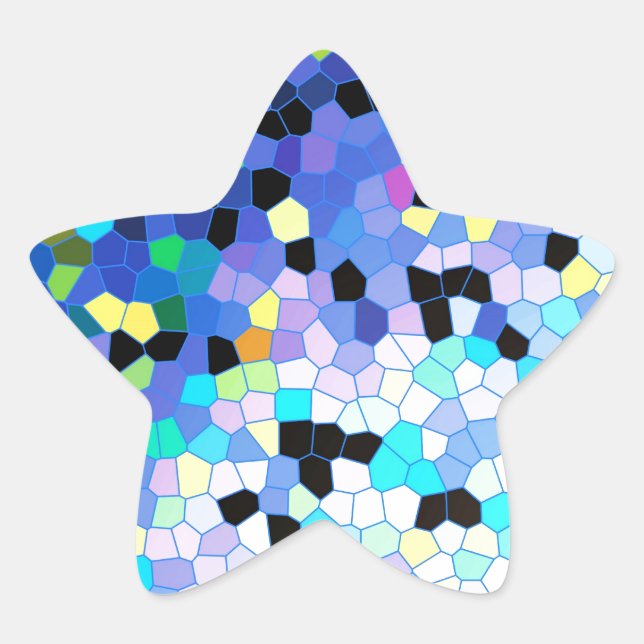 Purple Periwinkle Blue & Black Mosaic Pattern Star Sticker (Front)