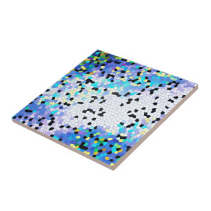 Purple Periwinkle Blue & Black Mosaic Pattern Tile