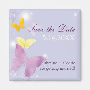 Purple + Periwinkle Butterfly Wedding Invitation Magnet