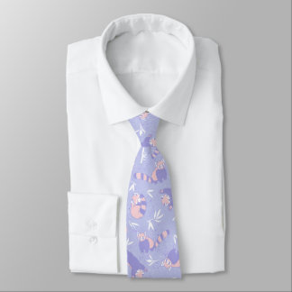 Purple Periwinkle Red Panda Cute Animal Tie