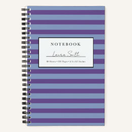 Purple & Periwinkle Striped Personalised Notebook