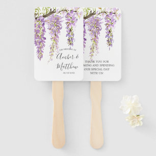 Purple Periwinkle Wisteria Vine Wedding Hand Fan