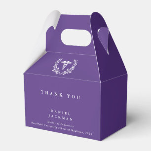 Purple Personalised Caduceus + Laurel Wreath Favour Box