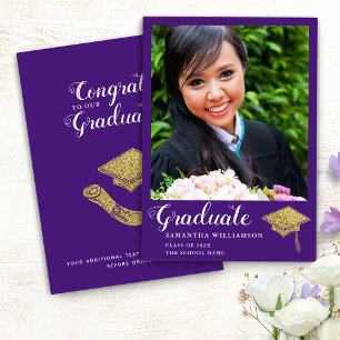 Purple Personalised Class of 2025 Photo Graduation Announcement