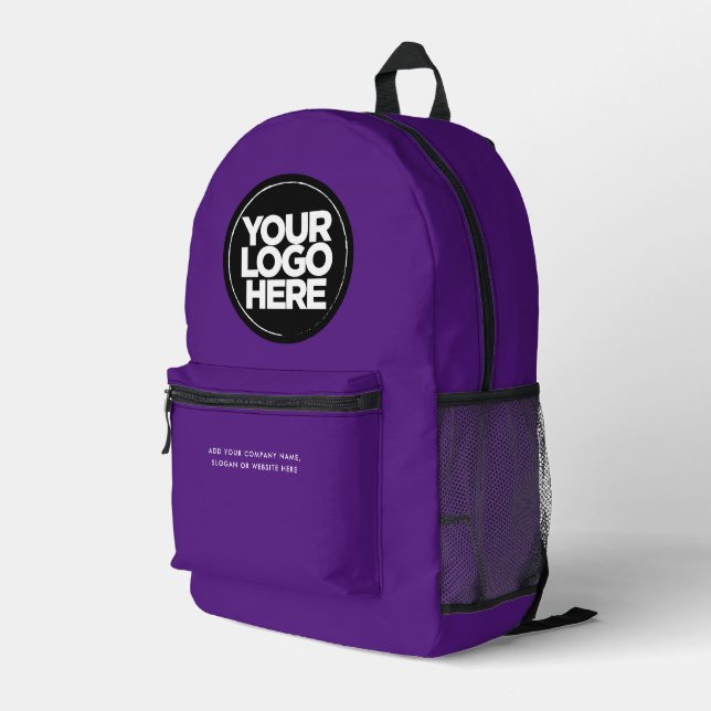 Purple | Personalised Corporate Logo and Text Printed Backpack (Back Corner Right)