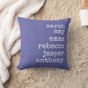 Purple Personalised Family Names Monogram Cushion