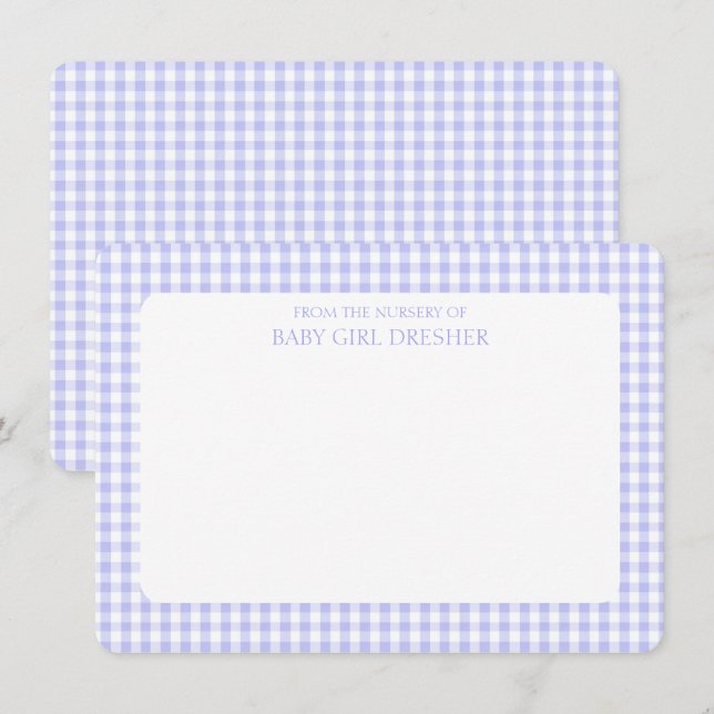 Purple Personalised Gingham Card (Front/Back)