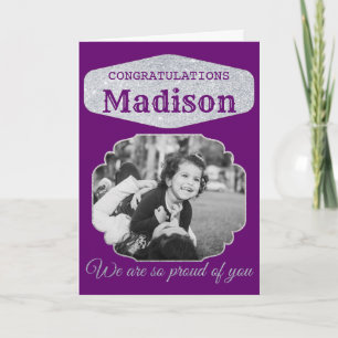 Purple Personalised Glitter Graduation Card