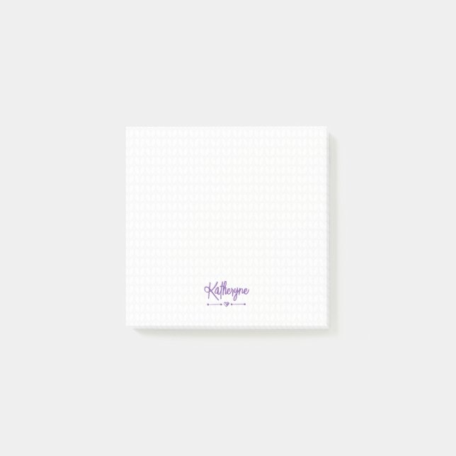 Purple Personalised Knit Stitch Post-it Notes (Front)