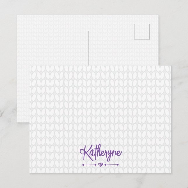 Purple Personalised Knit Stitch Postcard (Front/Back)
