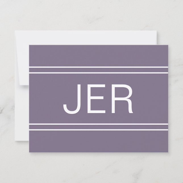 Purple Personalised Monogrammed Name Initial Chic Card (Front)