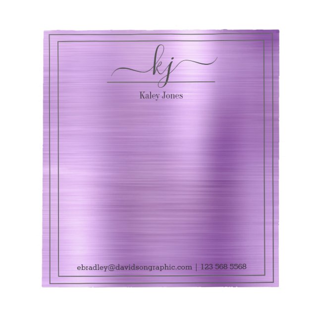 Purple Personalised Name | From The Desk Of Notepad (Front)
