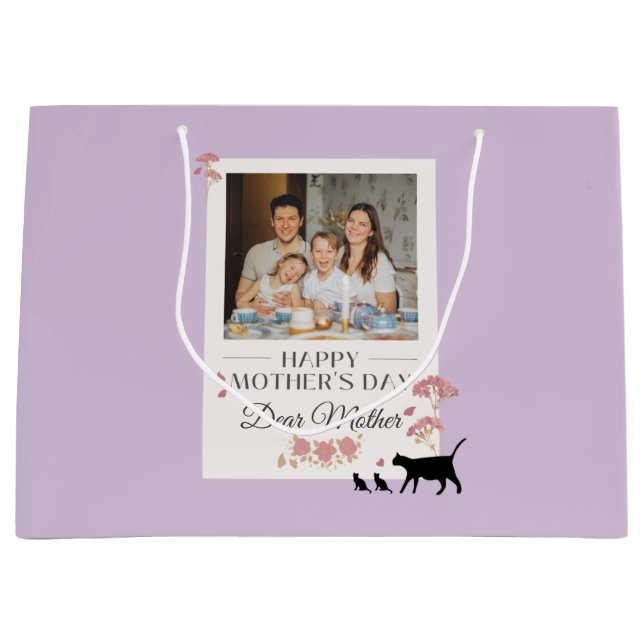 Purple Personalised Photo and Mothers Day Large Gift Bag (Front)