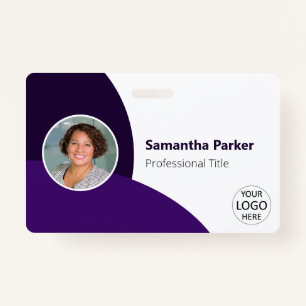 Purple Personalised Photo, Logo, Barcode Employee ID Badge