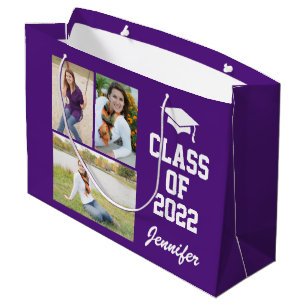 Purple Personalised Photo Senior Class 2021 Large Gift Bag