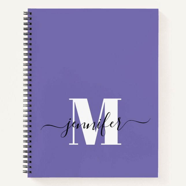 Purple Personalised Sketchbook Monogram Name Notebook (Front)