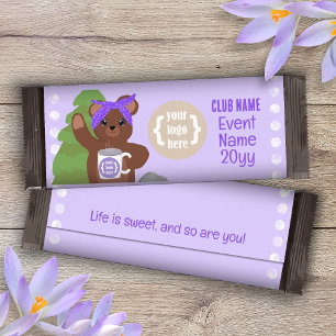 Purple Personalised, Teddy Bear Candy Bar Wrapper