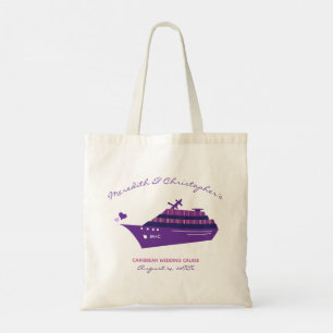 Purple Personalised Wedding Cruise Tote Bag