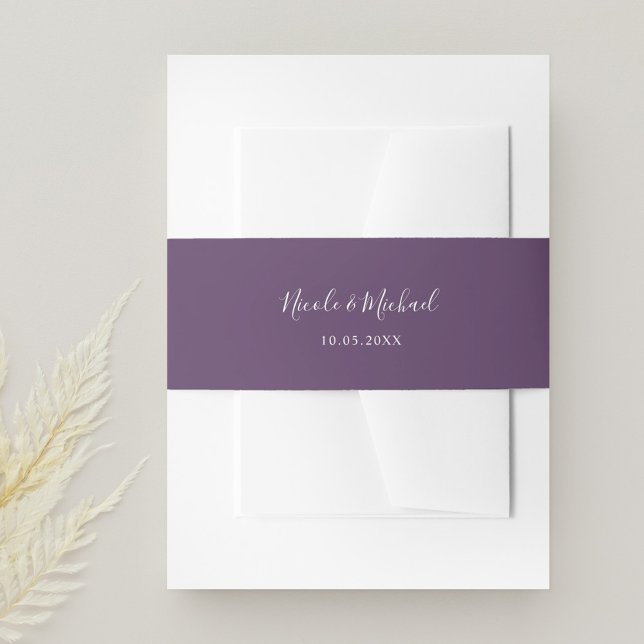 Purple Personalised Wedding Invitation Belly Band (Creator Uploaded)