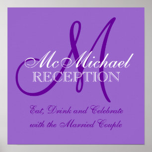 Purple Personalised Wedding Reception Sign